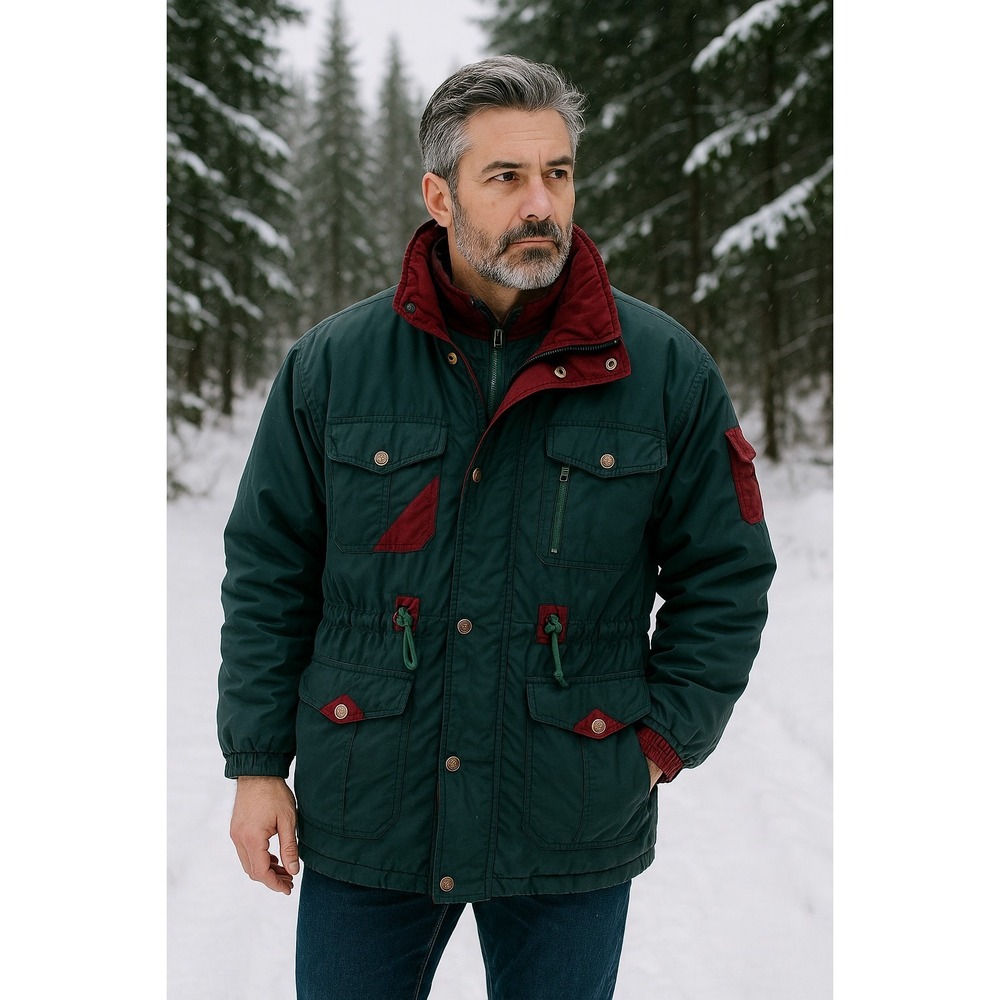 Vintage Washington Post Ltd Nylon Parka Jacket XL Green Red Ski Coat 80 90s Gorp